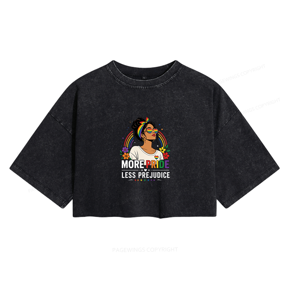 Pagewings More Pride Less Prejudice Women's Washed Cropped T-shirt