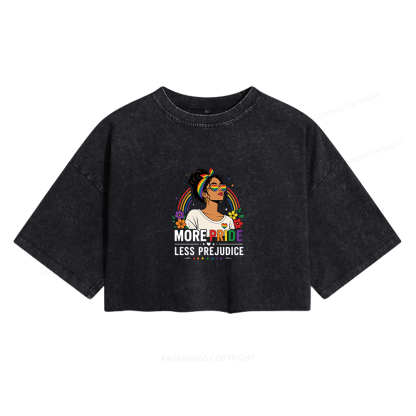 Pagewings More Pride Less Prejudice Women's Washed Cropped T-shirt
