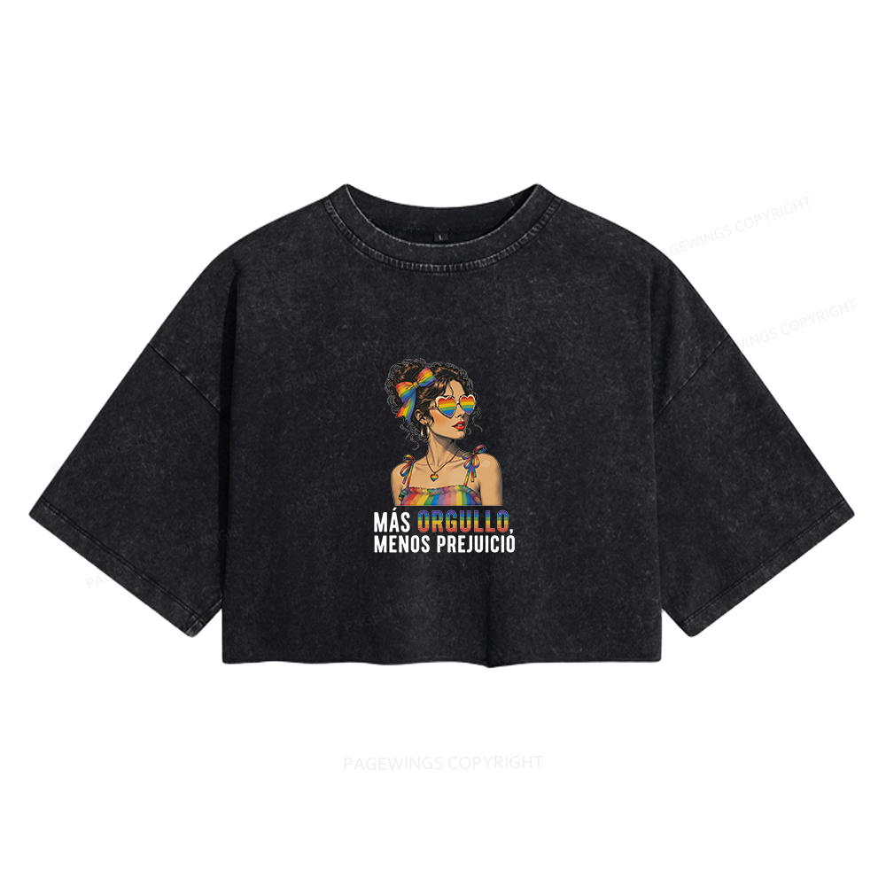Pagewings More Pride Less Prejudice Women's Washed Cropped T-shirt