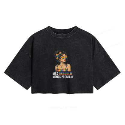 Pagewings More Pride Less Prejudice Women's Washed Cropped T-shirt