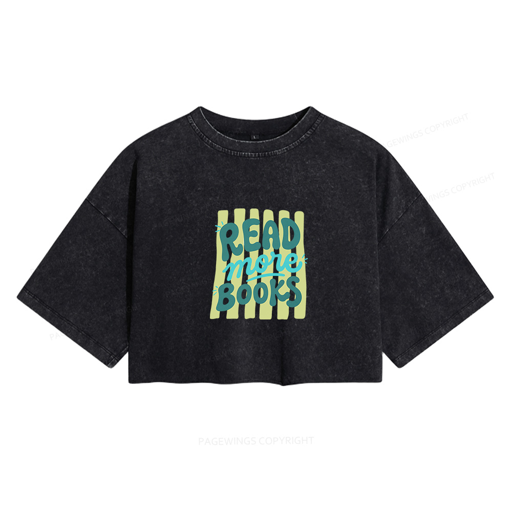 Pagewings Read More Books Women's Washed Cropped T-shirt