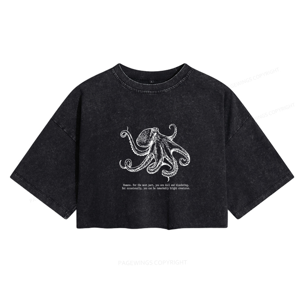 Pagewings Fantasy Book Lovers Women's Washed Cropped T-shirt