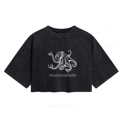 Pagewings Fantasy Book Lovers Women's Washed Cropped T-shirt