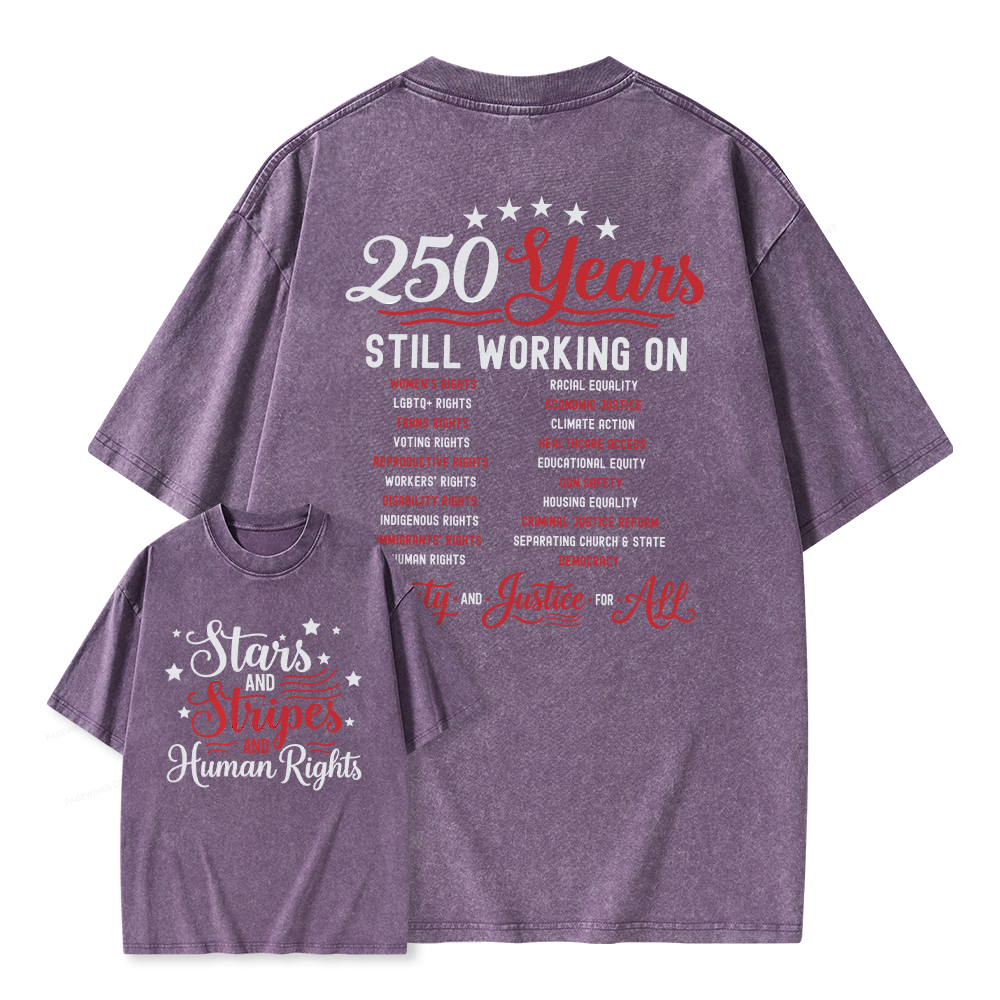 Pagewings Stars and Stripes And Human Rights Unisex Washed T-shirt