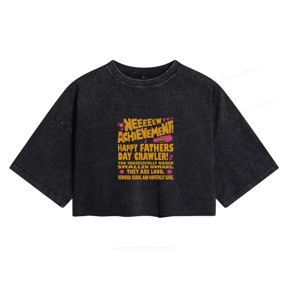Pagewings Dad Achievement Women's Washed Cropped T-shirt
