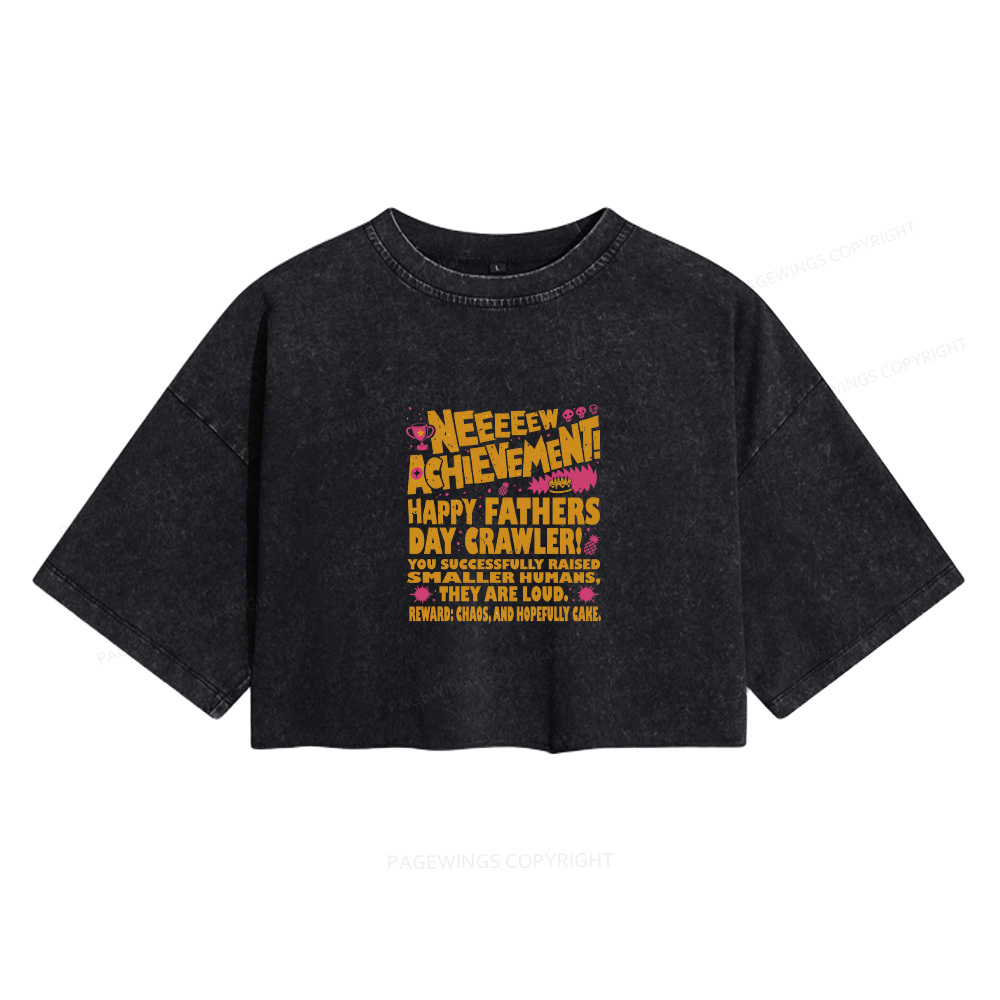 Pagewings Dad Achievement Women's Washed Cropped T-shirt