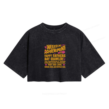 Pagewings Dad Achievement Women's Washed Cropped T-shirt