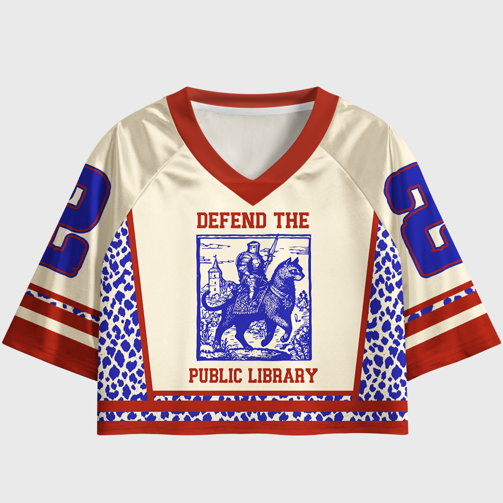 Pagewings Defend The Public Library Women's Cropped Jersey