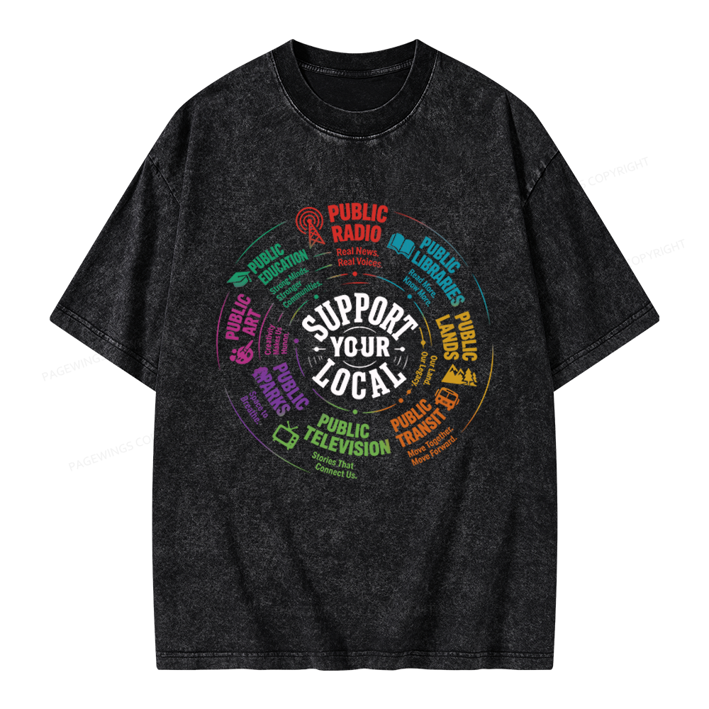 Pagewings Public Libraries Unisex Washed T-shirt