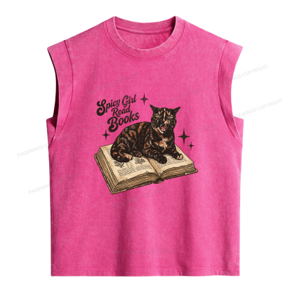 Pagewings Spicy Girl Read Books Women's Washed Tank Top