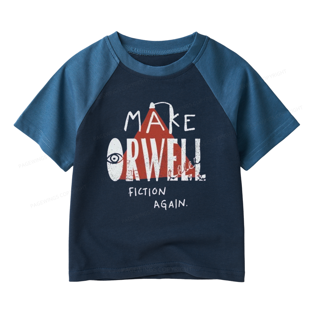 Pagewings Make Orwell Fiction Again Kids Raglan T-shirt 