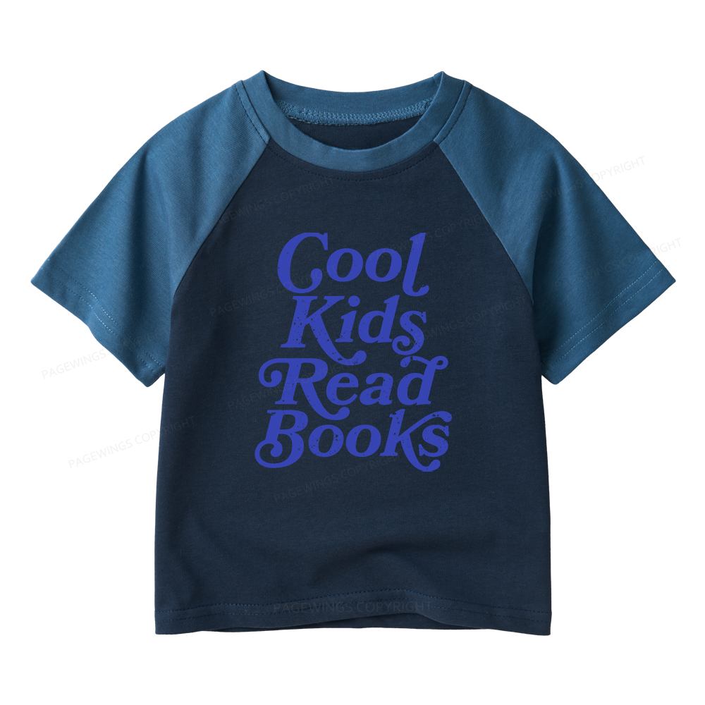 Pagewings Cool Kids Read Books Kids Raglan T-shirt 