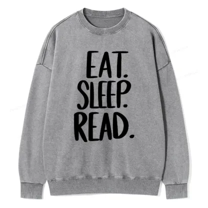 Pagewings Eat Sleep Read Unisex Washed Sweatshirt