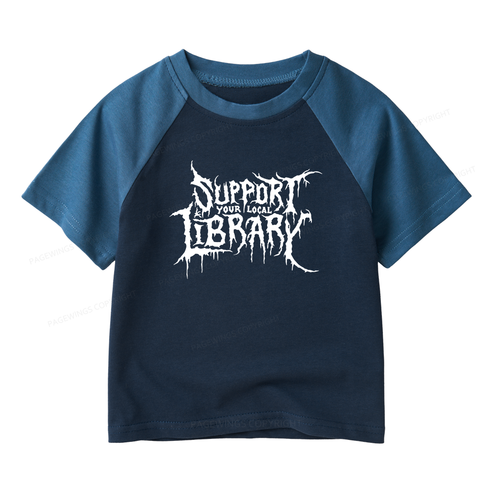Pagewings Support Your Local Library Kids Raglan T-shirt 