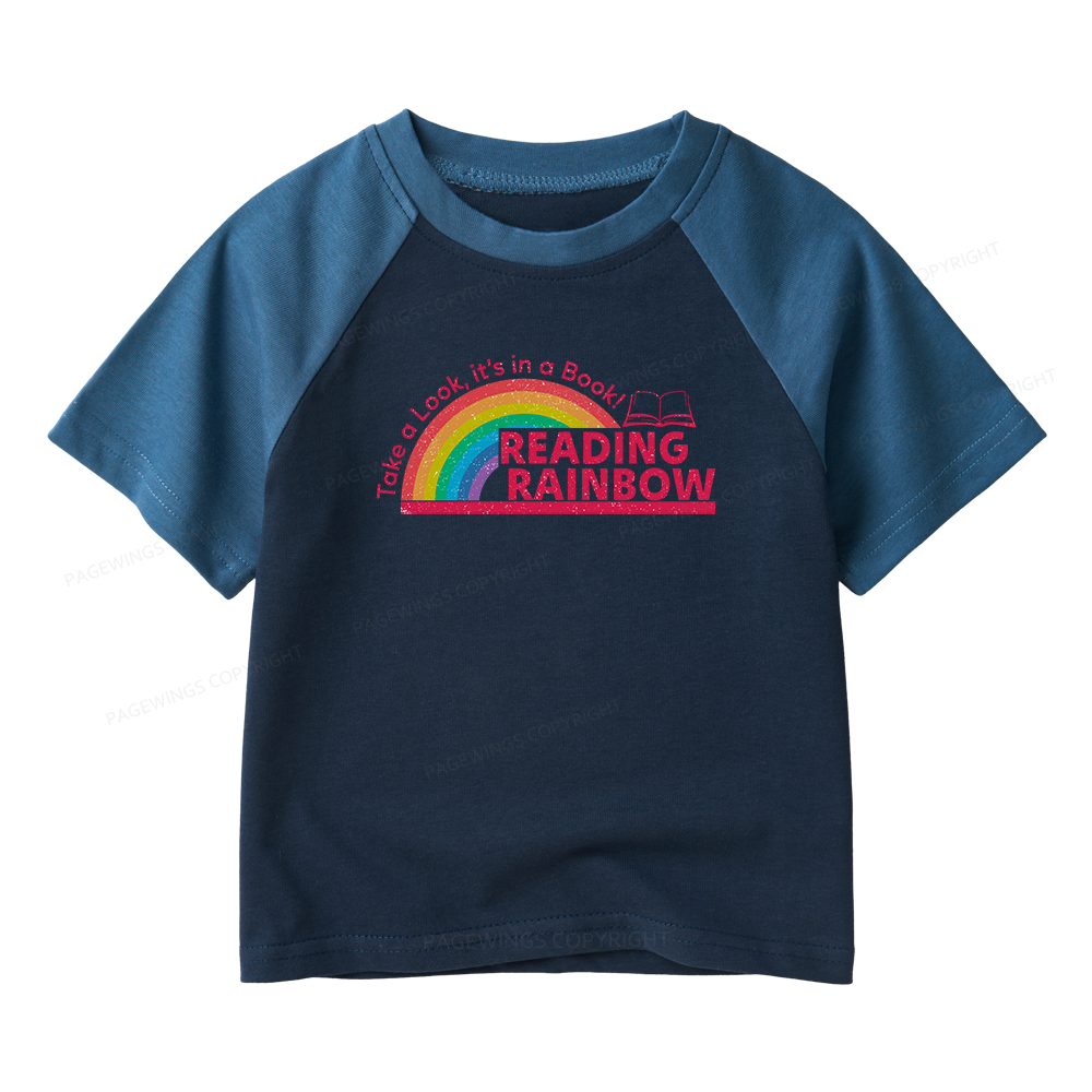 Pagewings Reading With Rainbow Kids Raglan T-shirt 