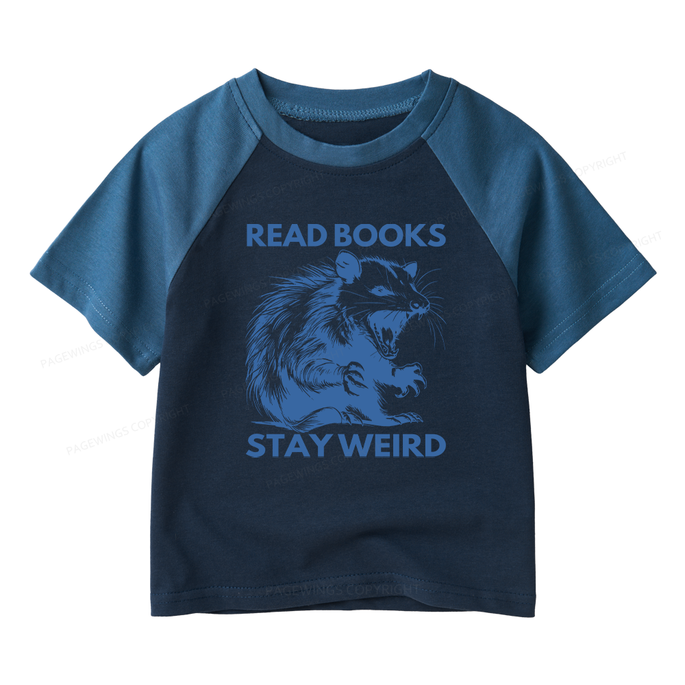 Pagewings Read Books Stay Weird Kids Raglan T-shirt 