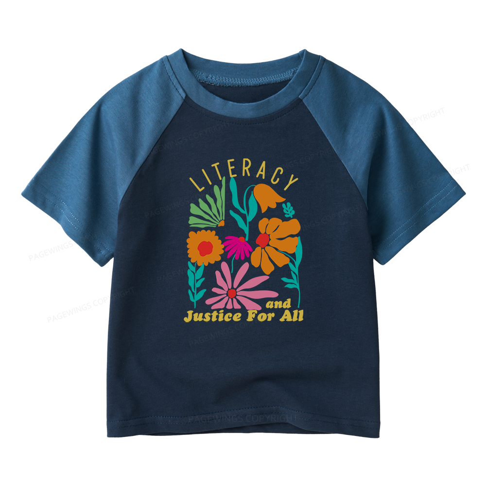 Pagewings Literacy And Justice Kids Raglan T-shirt 