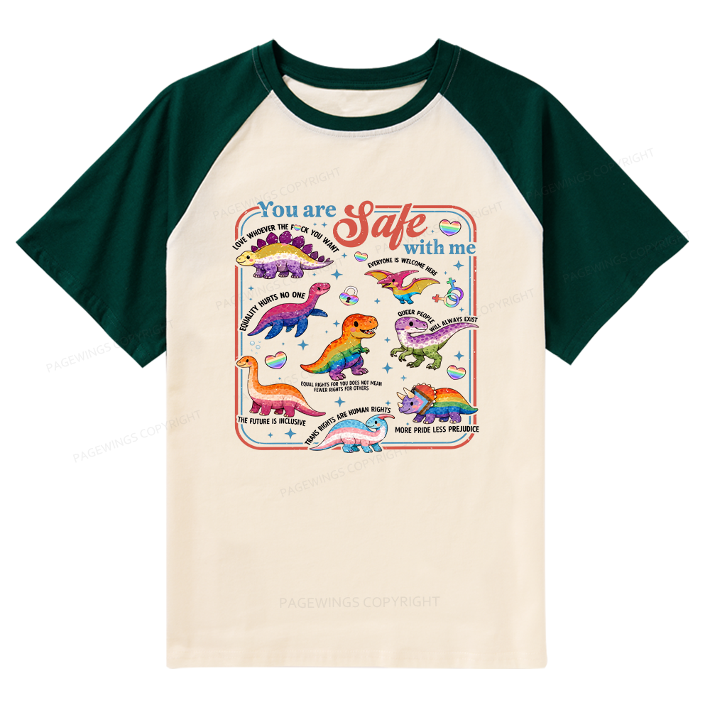 Pagewings You Are Safe With Me Raglan T-shirt