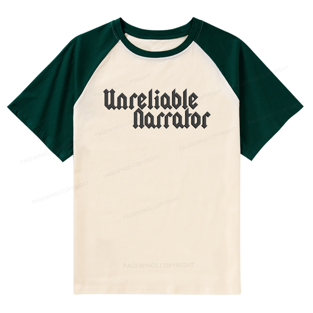 Pagewings Unreliable Narrator Raglan T-shirt