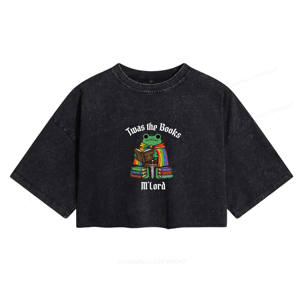 Pagewings Twas the Books Women's Washed Cropped T-shirt