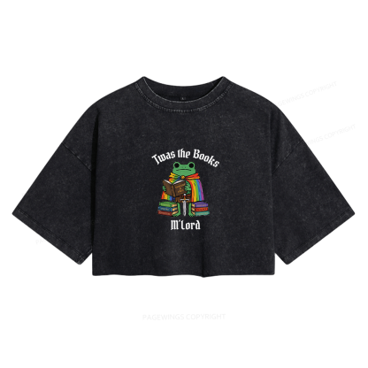 Pagewings Twas the Books Women's Washed Cropped T-shirt
