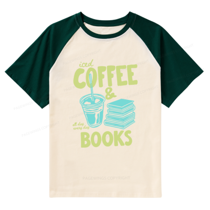 Pagewings Coffee And Books Raglan T-shirt