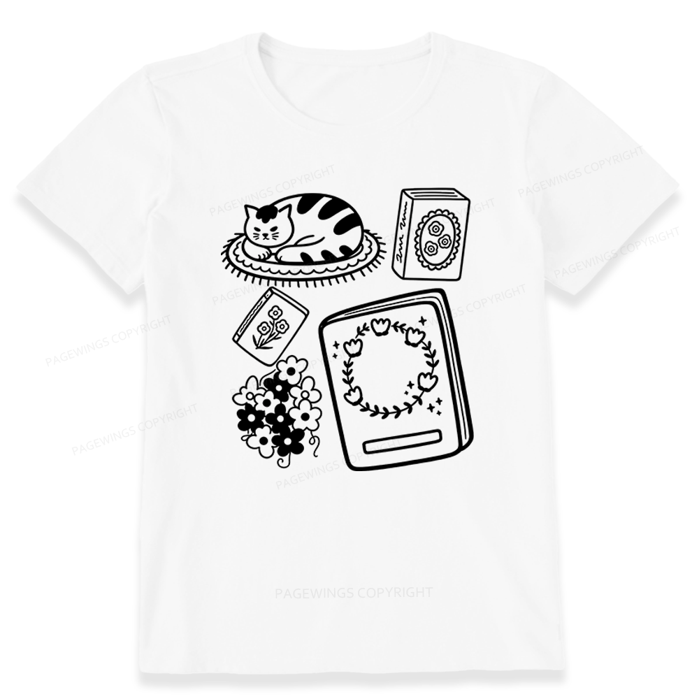 Pagewings Cat And Books Unisex Classic T-shirt