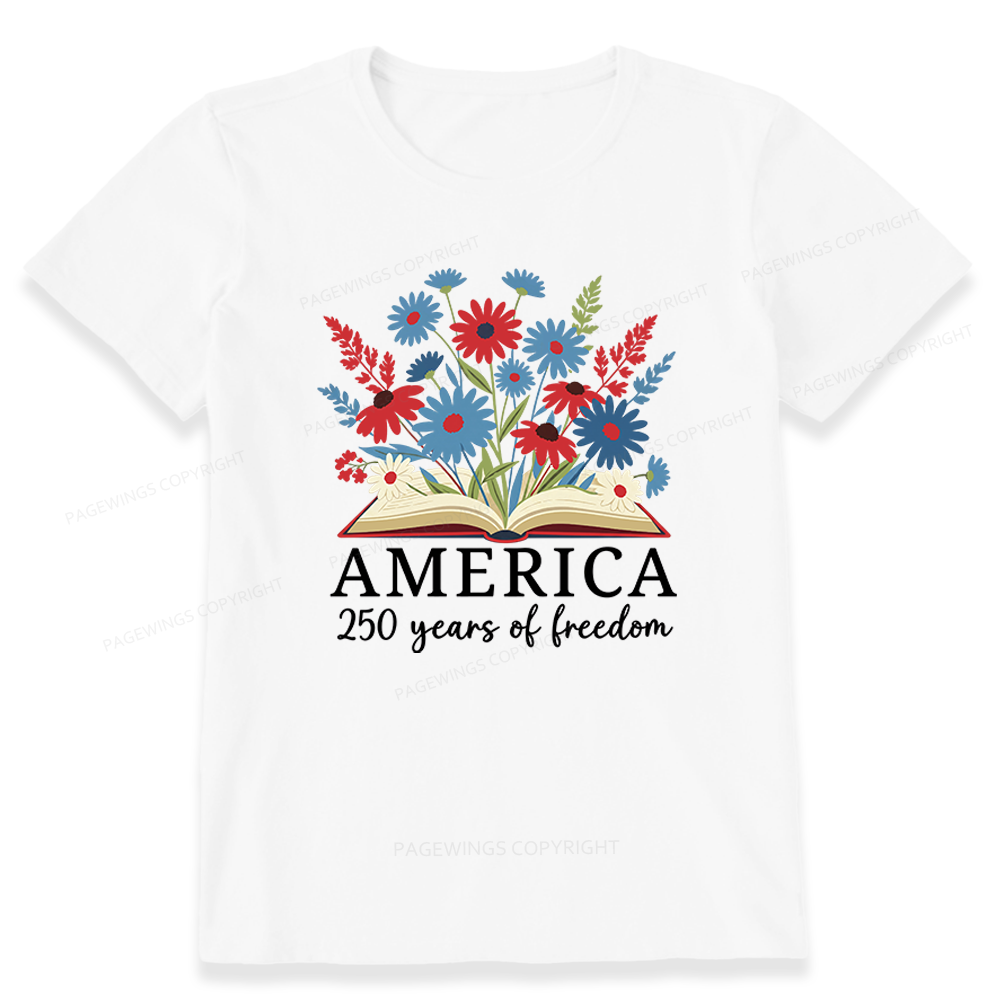 Pagewings Floral Patriotic America 250 Unisex Classic T-shirt