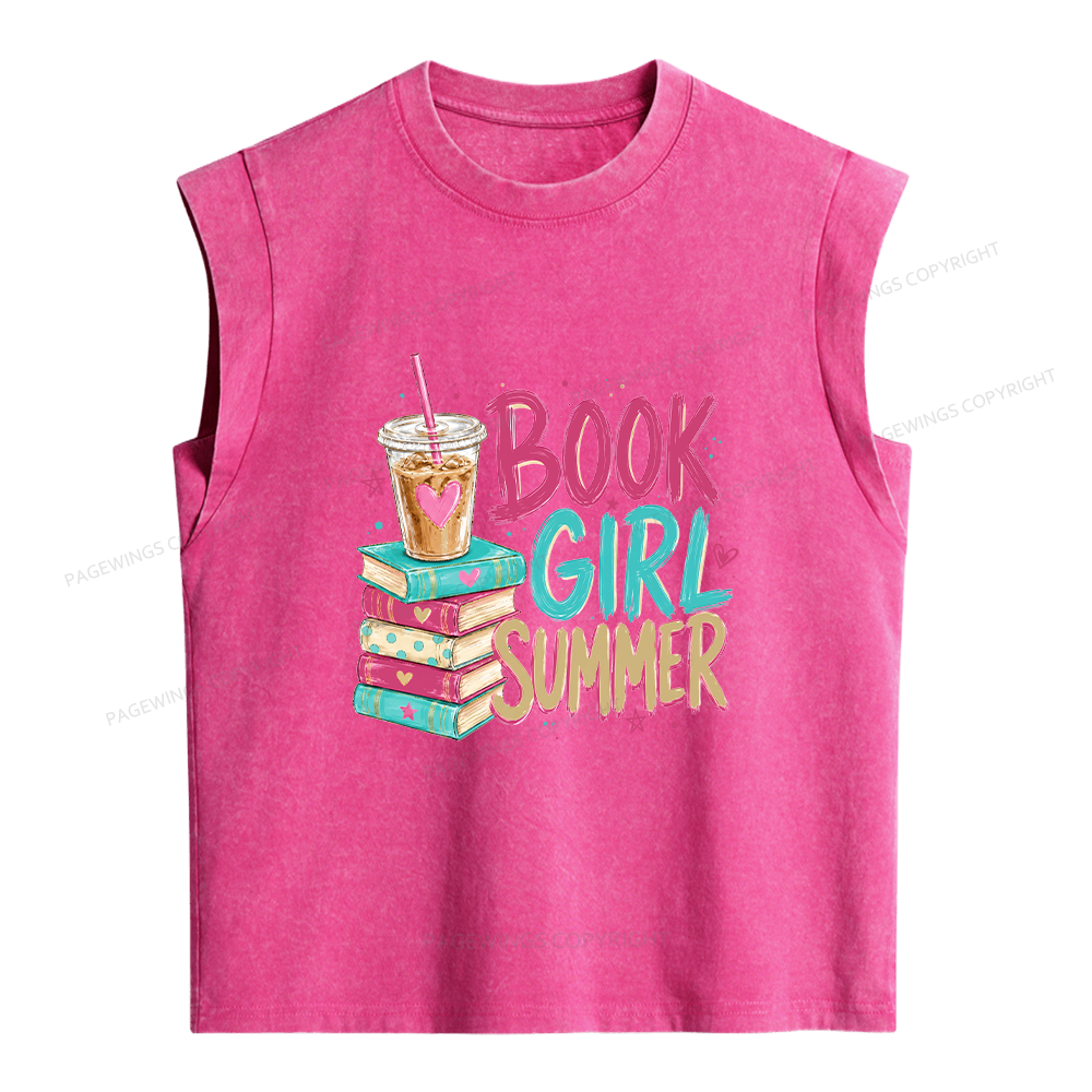 Pagewings Book Girl Summer Women's Washed Tank Top