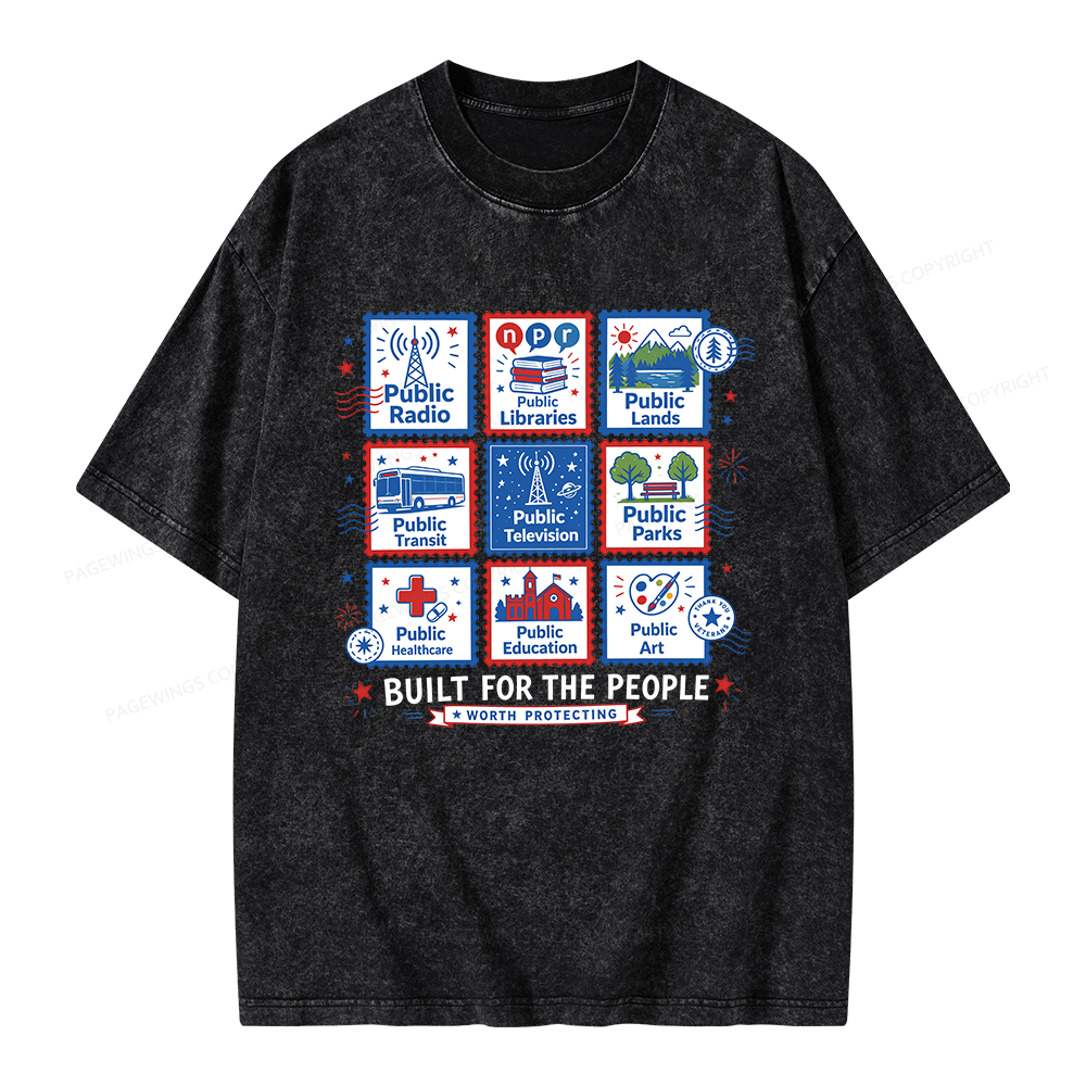 Pagewings Public Libraries Unisex Washed T-shirt