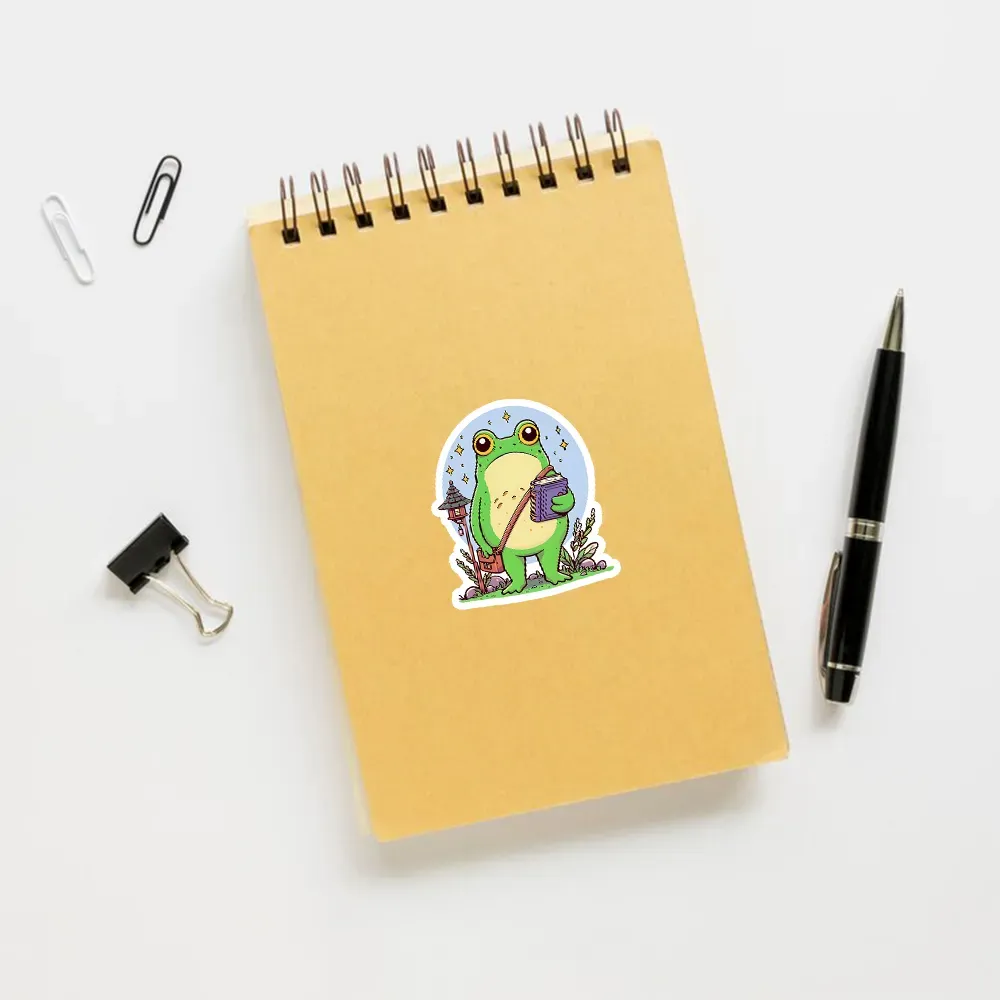 Pagewings Frog Reading Book Sticker