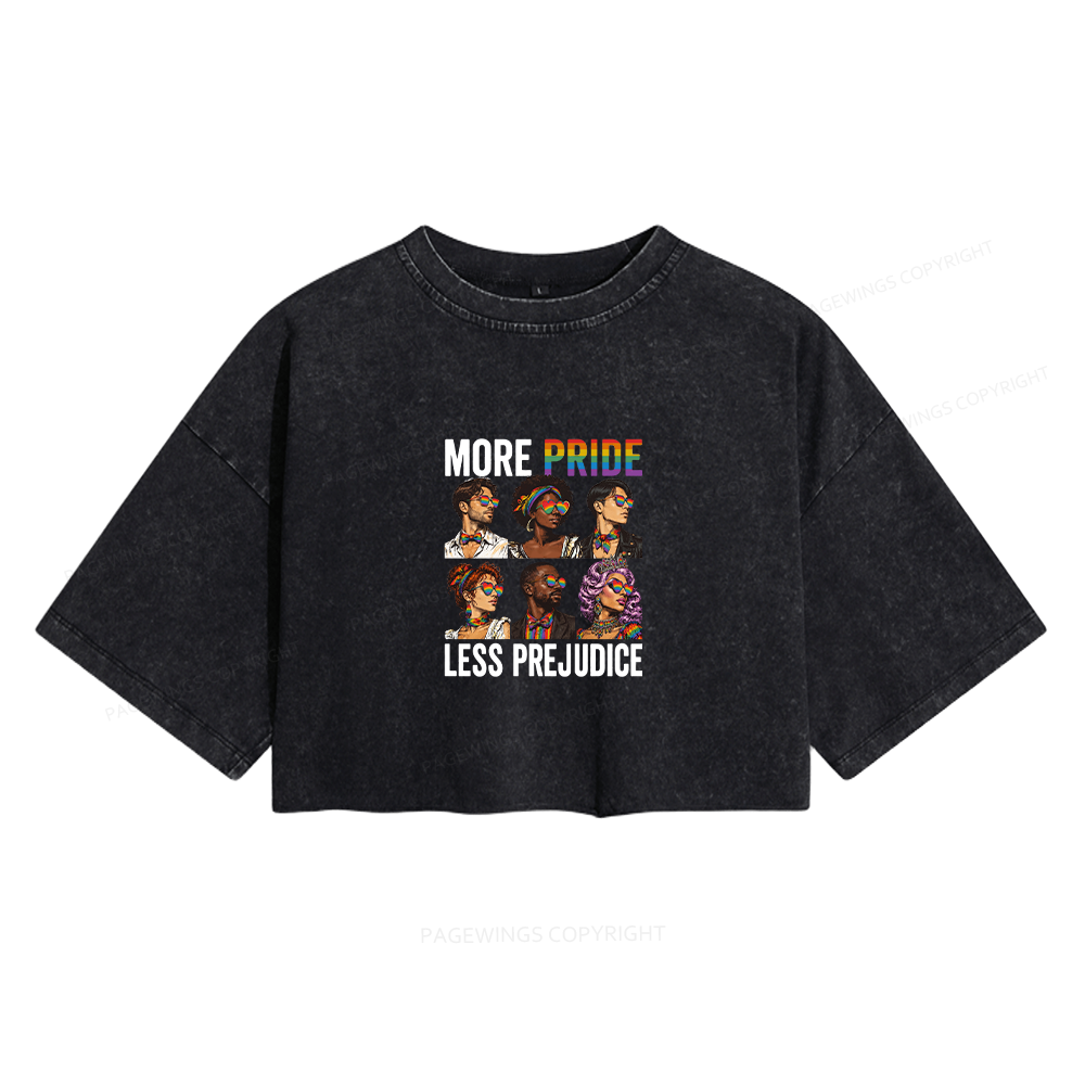 Pagewings More Pride Less Prejudice Women's Washed Cropped T-shirt