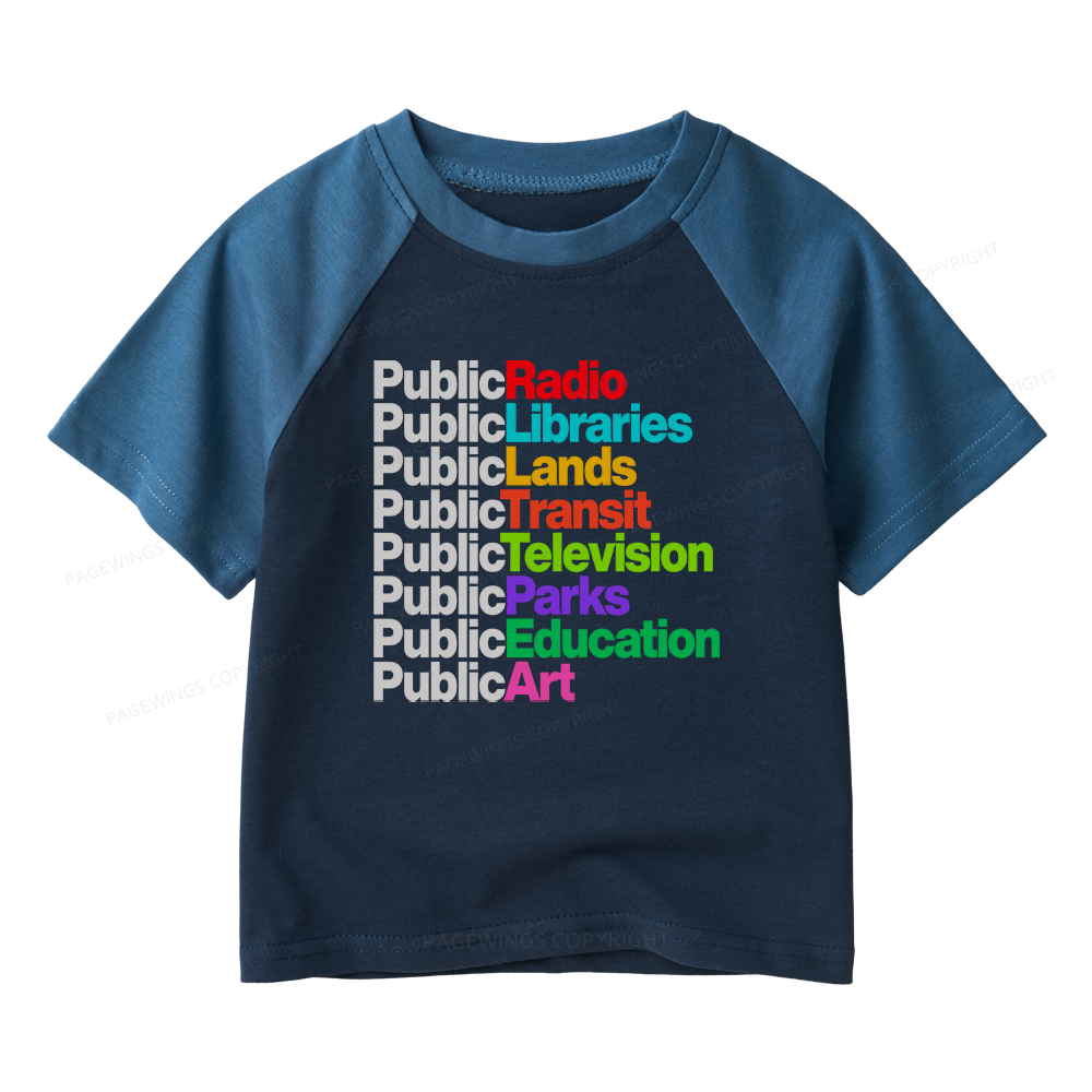 Pagewings Public Libraries Kids Raglan T-shirt 