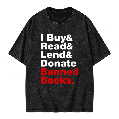 Pagewings I Buy and Read and Lend and Donate Banned Books Unisex Washed T-shirt