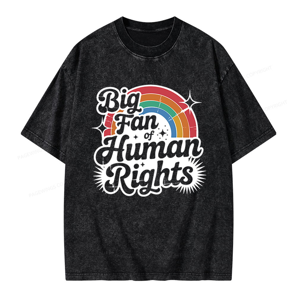Pagewings Big Fan of Human Rights Unisex Washed T-shirt