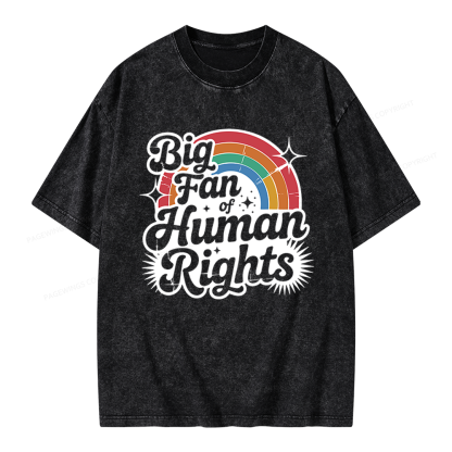 Pagewings Big Fan of Human Rights Unisex Washed T-shirt