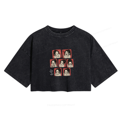 Pagewings The Emotional Stages Of Reading Women's Washed Cropped T-shirt