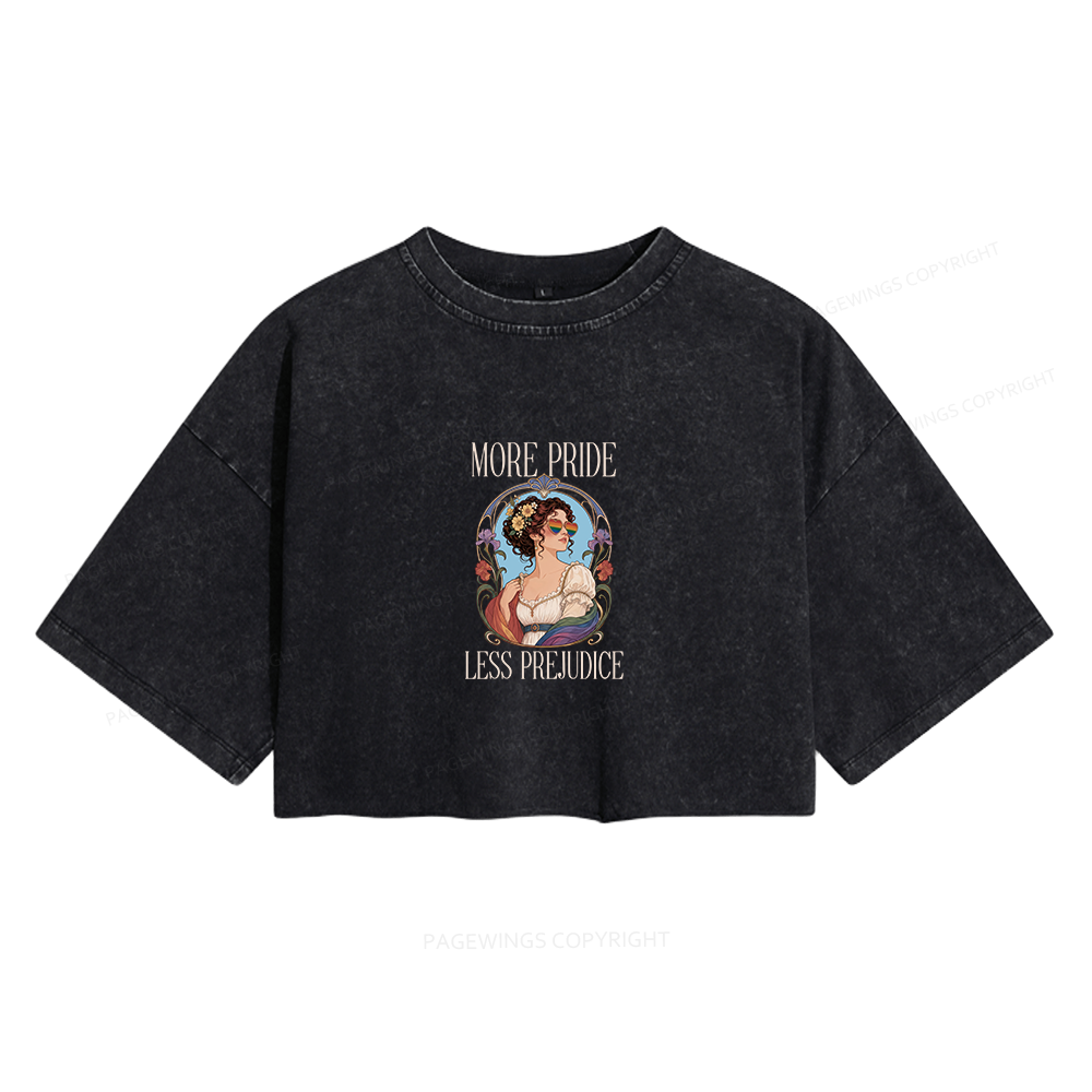 Pagewings More Pride Less Prejudice Women's Washed Cropped T-shirt