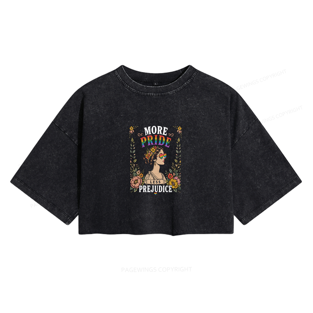 Pagewings More Pride Less Prejudice Women's Washed Cropped T-shirt