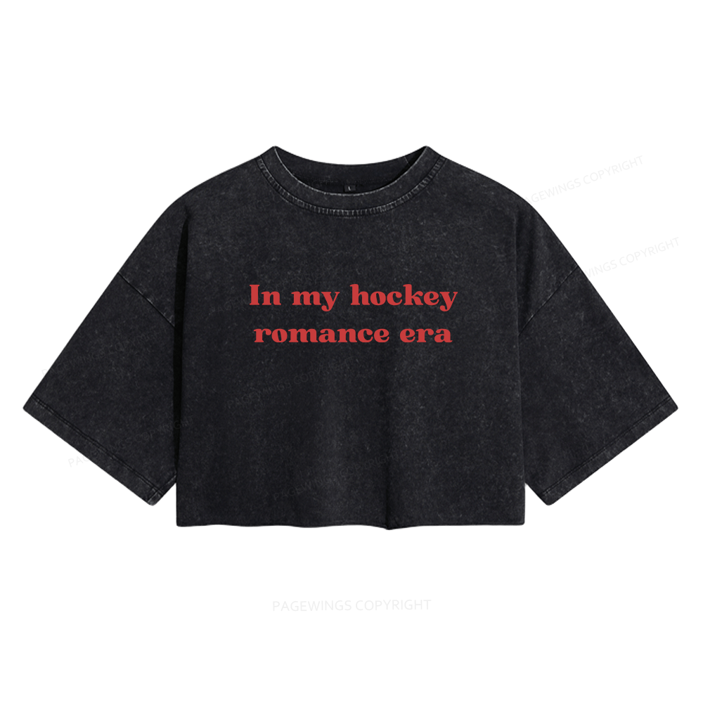 Pagewings Hockey Romance  Women's Washed Cropped T-shirt