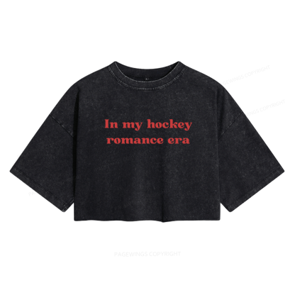 Pagewings Hockey Romance  Women's Washed Cropped T-shirt