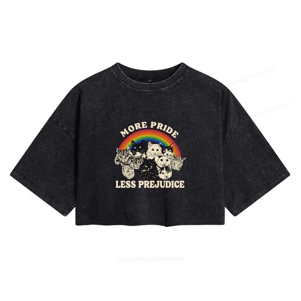 Pagewings More Pride Less Prejudice Women's Washed Cropped T-shirt