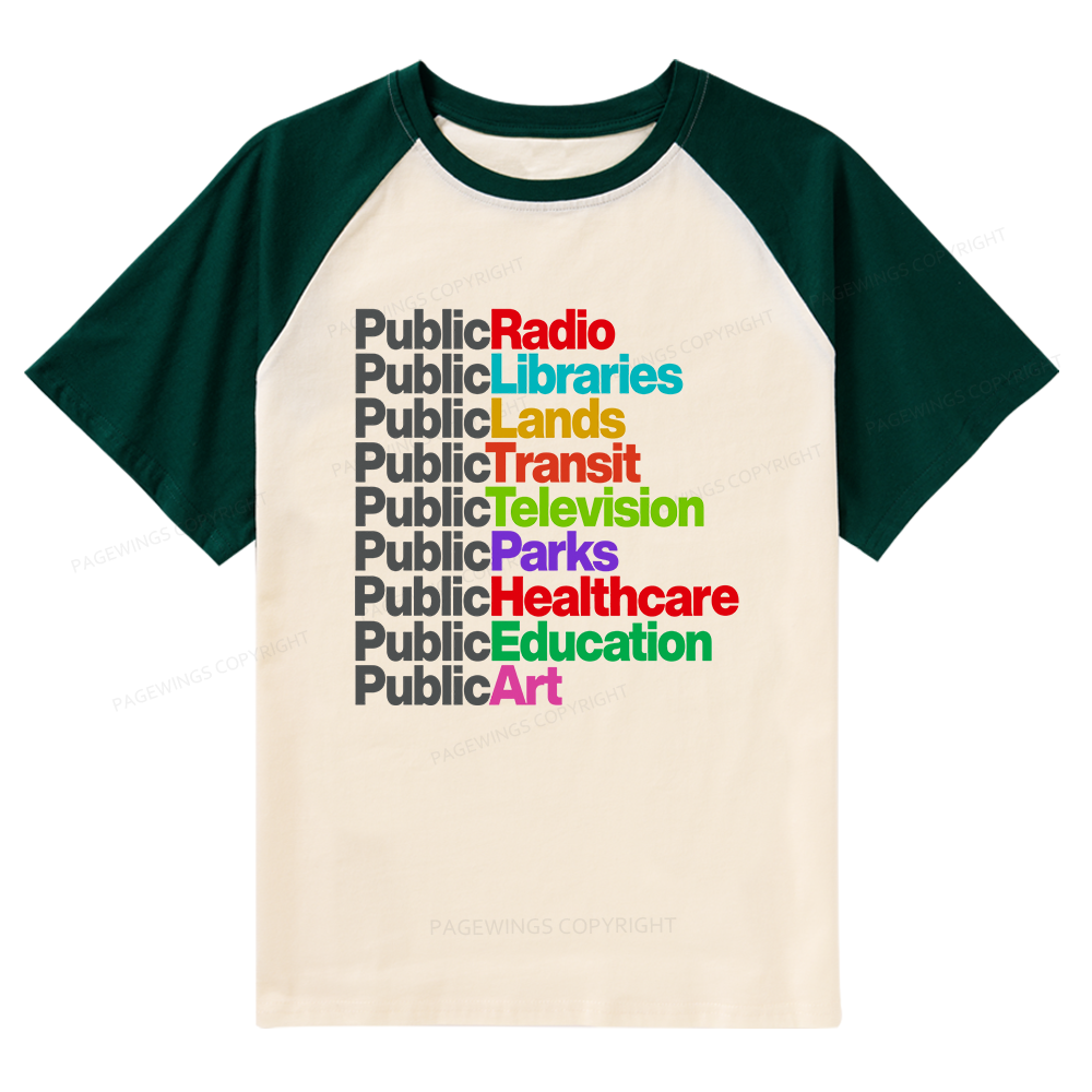 Pagewings Personalized Public Libraries Raglan T-shirt