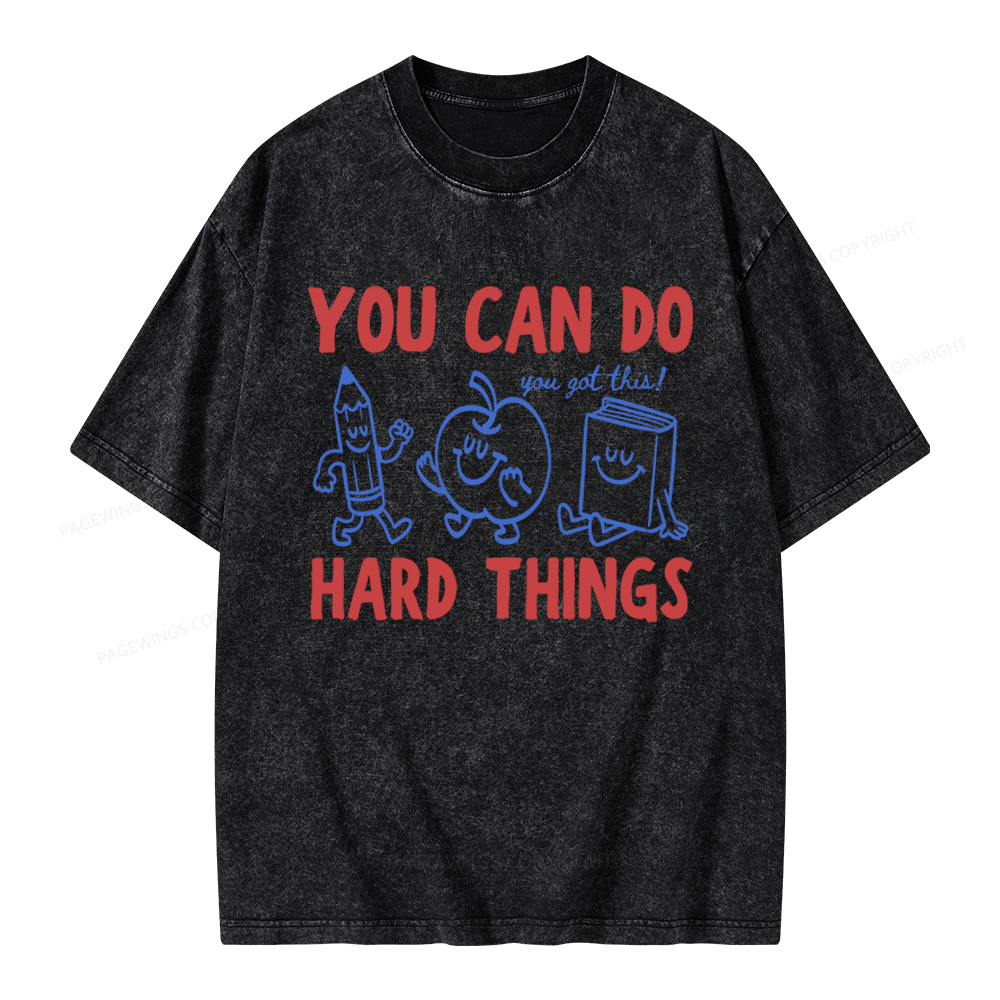 Pagewings You Can Do Hard Things Unisex Washed T-shirt