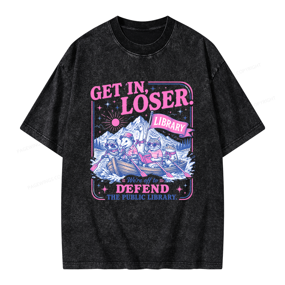 Pagewings We’re Off To Defend The Public Library Unisex Washed T-shirt