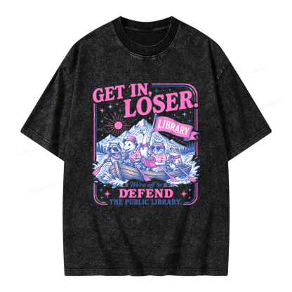 Pagewings We’re Off To Defend The Public Library Unisex Washed T-shirt