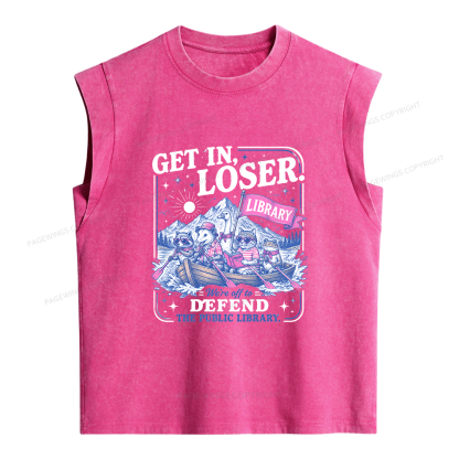 Pagewings We’re Off To Defend The Public Library Women's Washed Tank Top