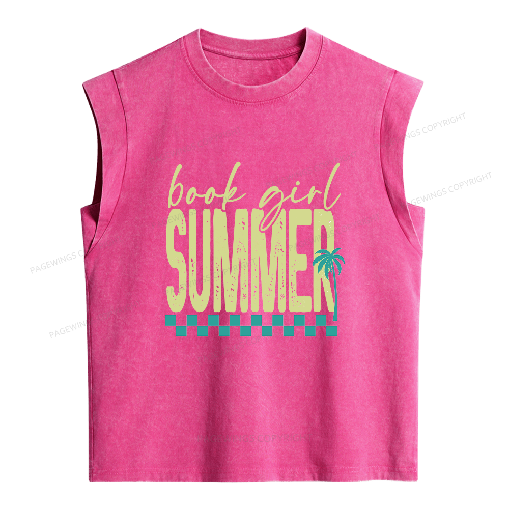 Pagewings Book Girl Summer Women's Washed Tank Top