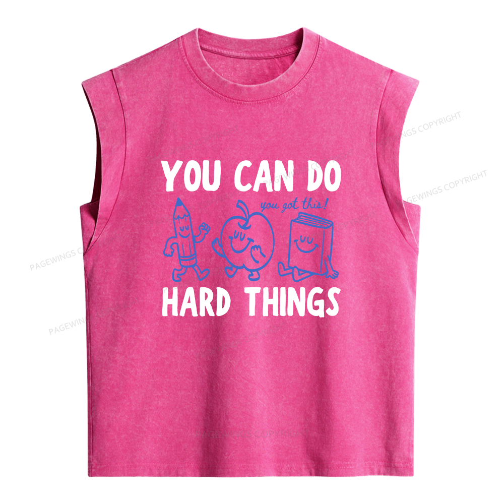 Pagewings You Can Do Hard Things Women's Washed Tank Top