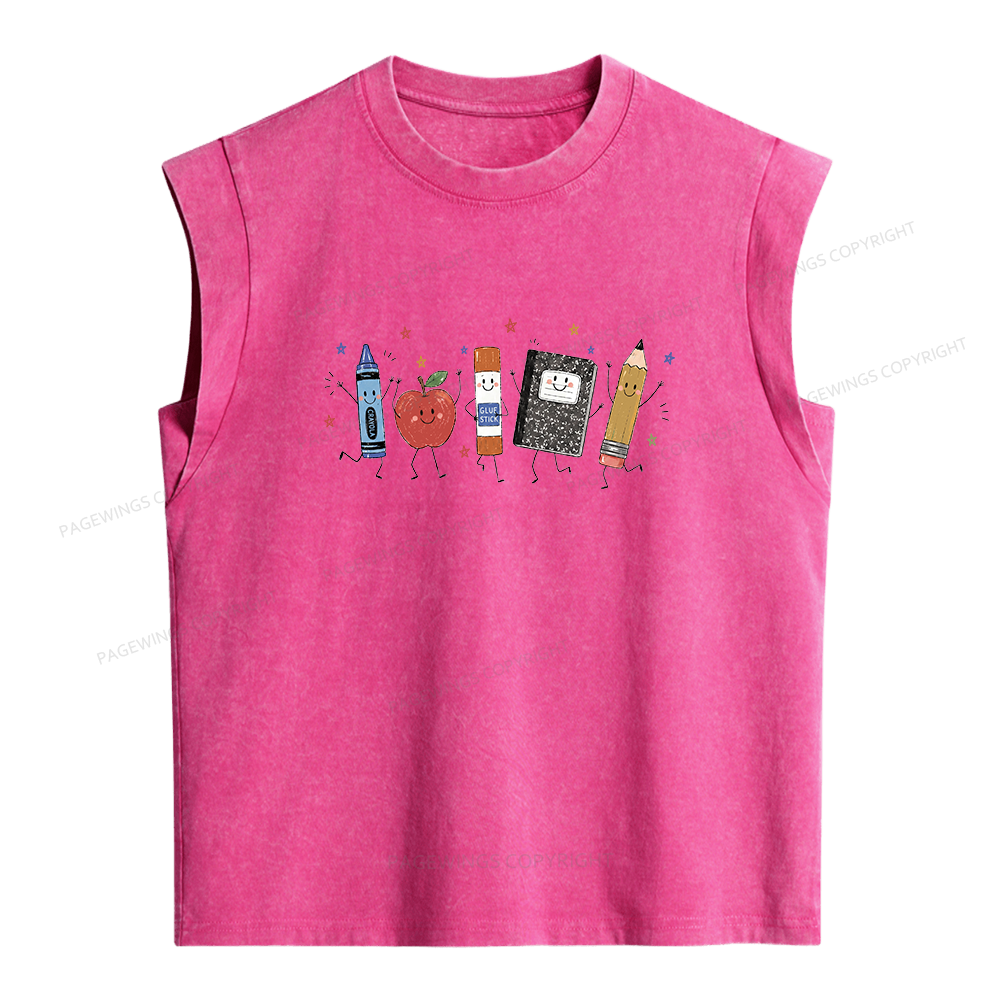 Pagewings Funny Teacher Life Women's Washed Tank Top